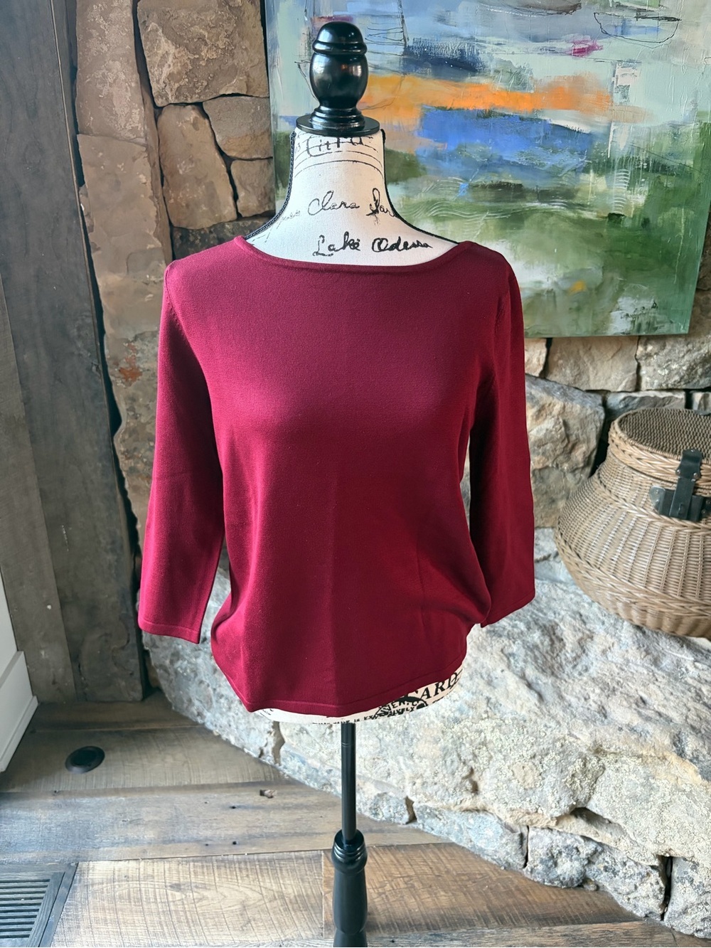 Lauren Ralph Lauren Red Silk Blend Cowl Neck Top Women’s Large